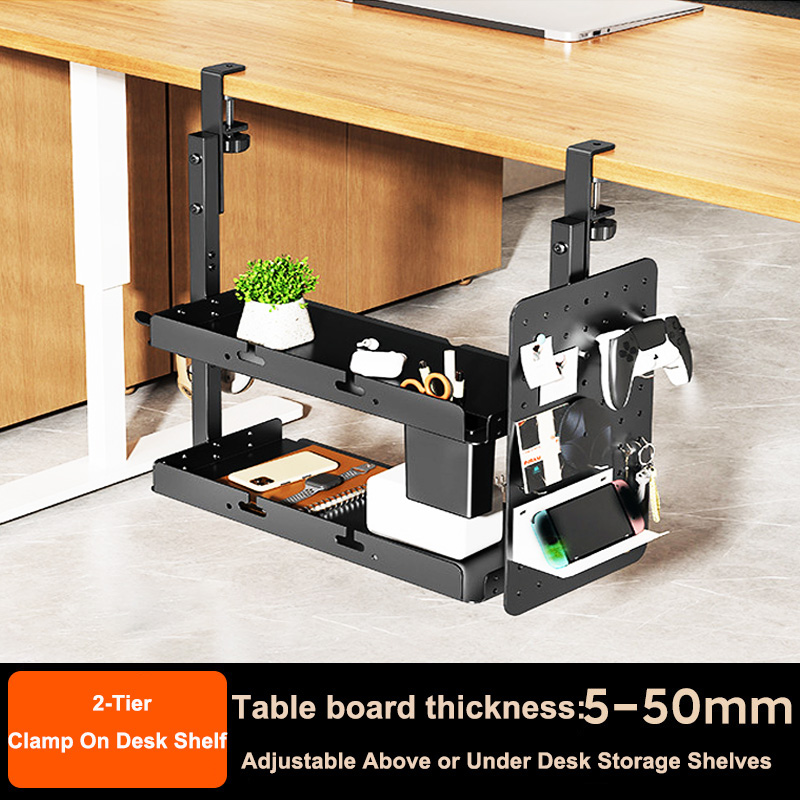 Tech Accessories For Desk - Klembevestigbare 14 inch boven- en onderbouw