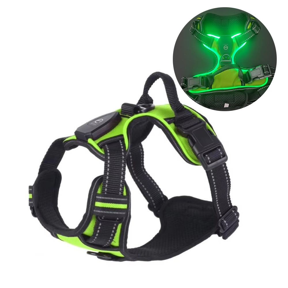 Tech Dog Accessories - Duurzame oplichtende LED hondenharnas, verstelbaar, knipperend,